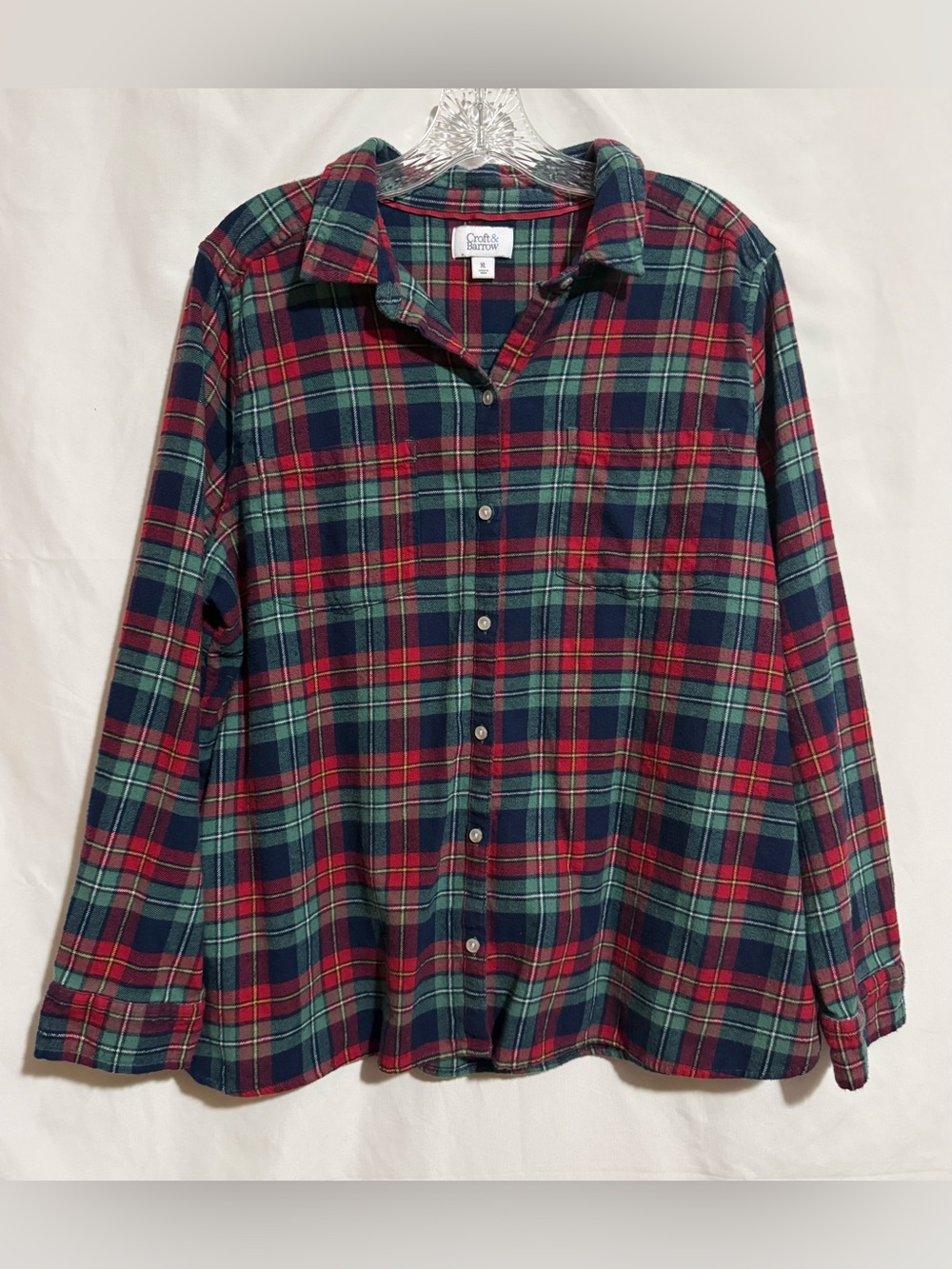 Croft & Barrow Women’s XL Long Sleeve Flannel Cotton Plaid Button Up Shirt